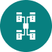 Data network icon representing advanced data analytics, data modeling, and visualization.