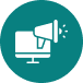 Digital marketing icon with megaphone representing online marketing and e-commerce skills