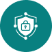 Shield and security icon representing cybersecurity, data protection, and risk management.
